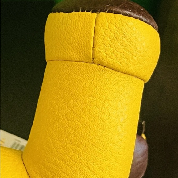 Coach Bear Paperweight Yellow Leather Gunmetal Hardware 6 Inch - Picture 7 of 14